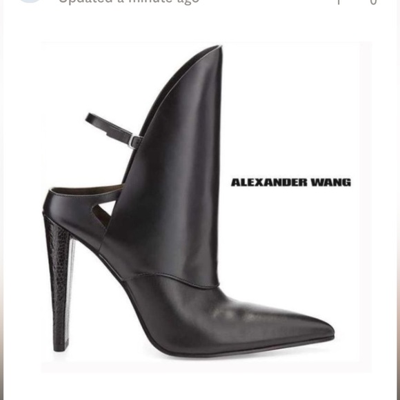 New! Alexander Wang Lys High-Cut Pointed-Toe Black Leather Bootie | 37 - Picture 12 of 12
